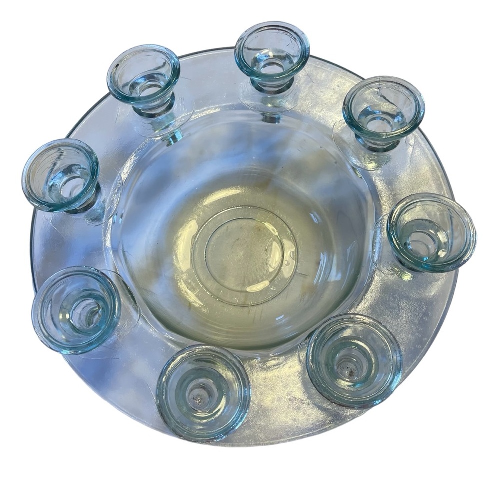 Green Glass Centerpiece Bowl 8 Candle Inserts Videos San Miguel Art Glass